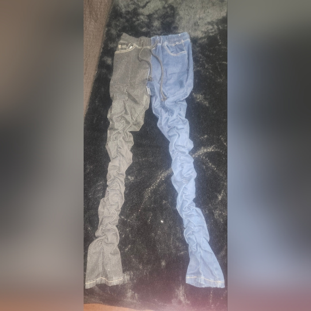 SHEIN Blue and Black Jeggings with Two-Tone Design